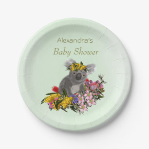 Baby Koala Wildflower Green Paper Plate