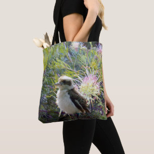 Baby Kookaburra On Grevillea Bush, Tote Bag