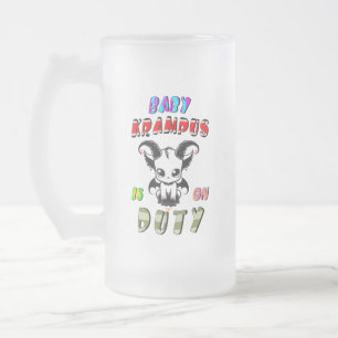 Baby Krampus Is On Duty Frosted Glass Beer Mug