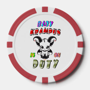 Baby Krampus Is On Duty Poker Chips
