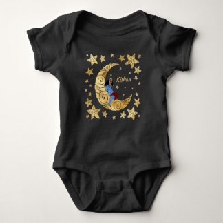 Baby Krishna sleeping on the moon between the star Baby Bodysuit