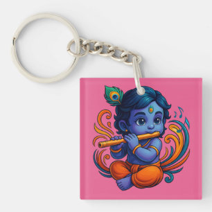 Baby Krishna with Flute – Peace Vibes   Vibrant 3D Key Ring