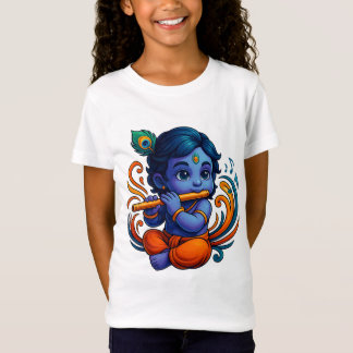 Baby Krishna with Flute – Peace Vibes | Vibrant 3D T-Shirt