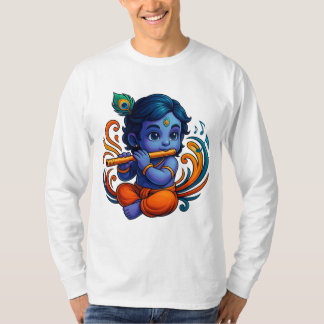 Baby Krishna with Flute – Peace Vibes | Vibrant 3D T-Shirt