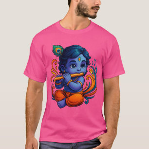 Baby Krishna with Flute – Peace Vibes   Vibrant 3D T-Shirt