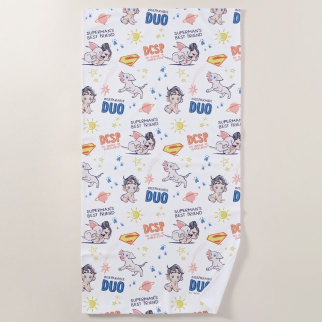 Baby Krypto & Superman Pattern Beach Towel (Front)