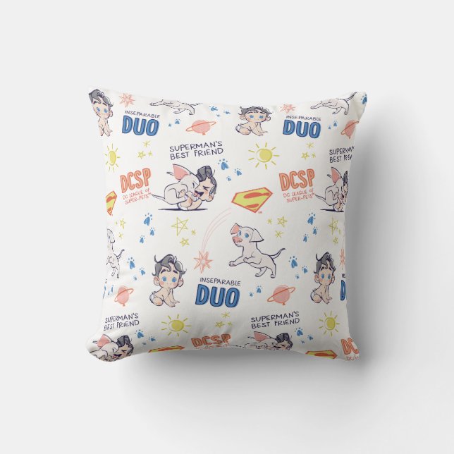 Baby Krypto & Superman Pattern Cushion (Front)