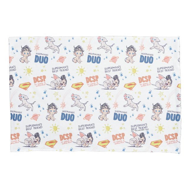 Baby Krypto & Superman Pattern Pillowcase (Front)