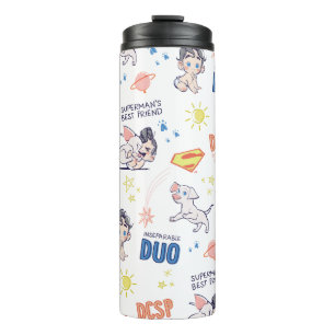 Baby Krypto & Superman Pattern Thermal Tumbler