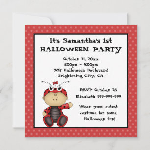 Baby Ladybug First Halloween Party Invitation