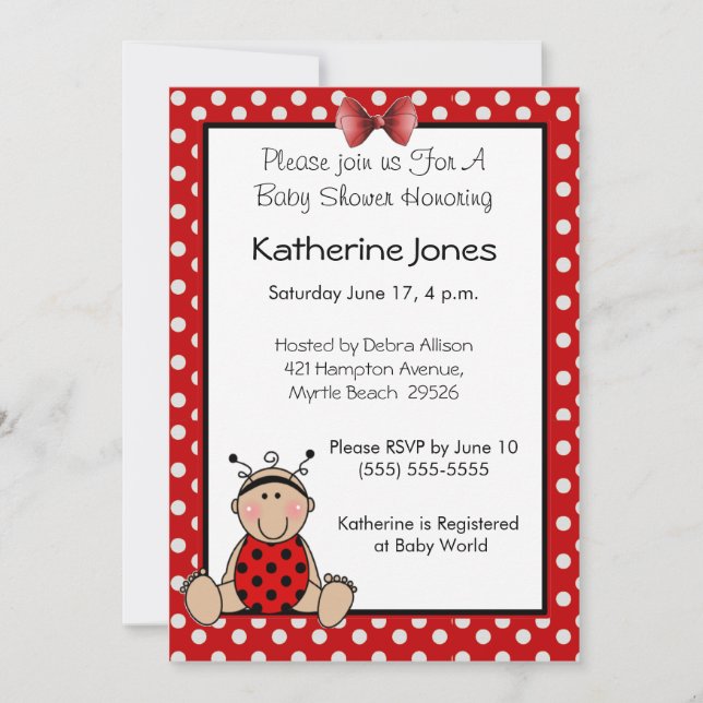 Baby Ladybug Invitation (Front)