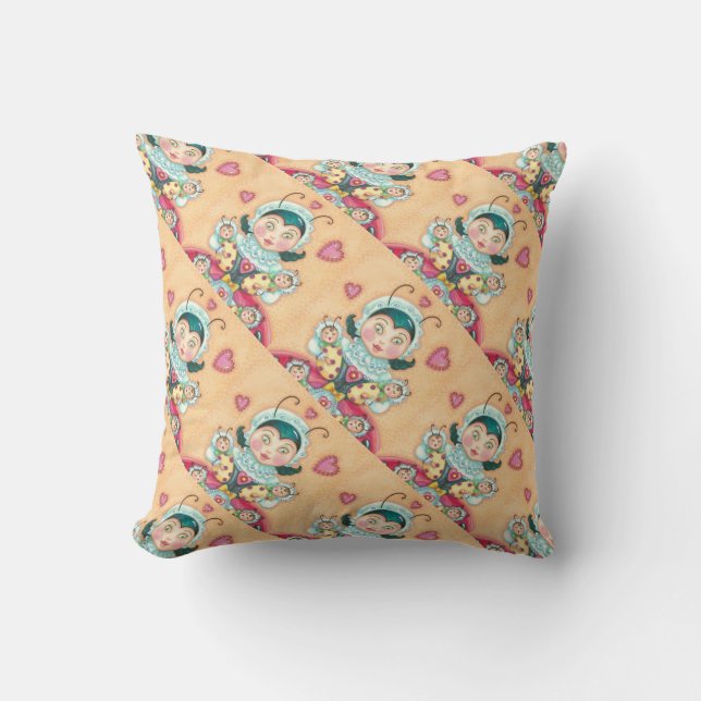 Baby Ladybugs Family THROW PILLOW * Repeat (Front)