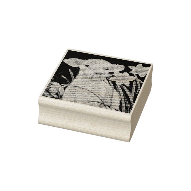 Baby Lamb and Spring Daffodils Watercolor Art Rubber Stamp (Stamp)
