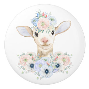 Baby Lamb Country Farm Nursery Ceramic Knob