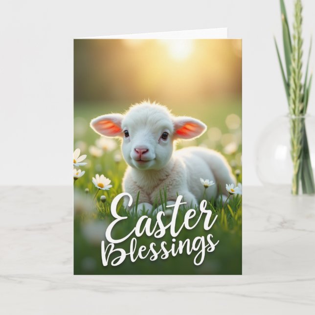 Baby Lamb Easter Blessings Card (Front)