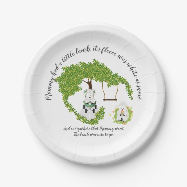Baby Lamb Nursery Rhyme Paper Plate (Front)