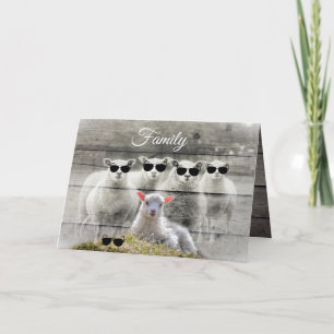 Baby Lamb Sheep Flock Rustic Barn Board Card