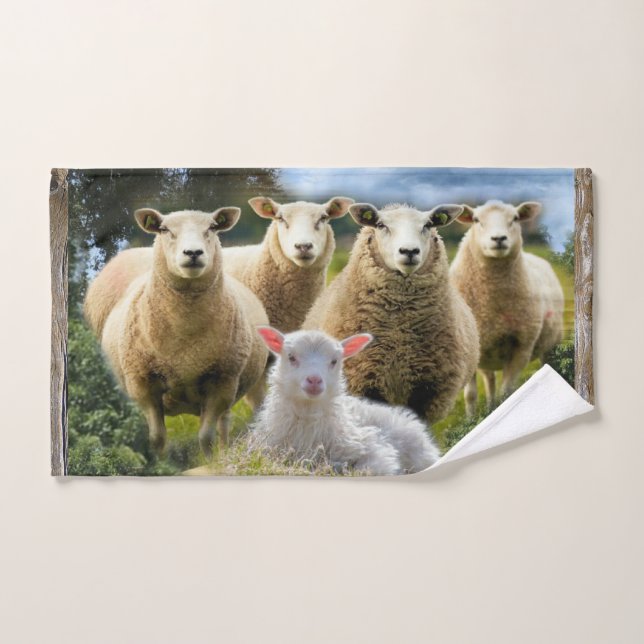 Baby Lamb Sheep Herd Flock Bath Towel Set (Hand Towel)