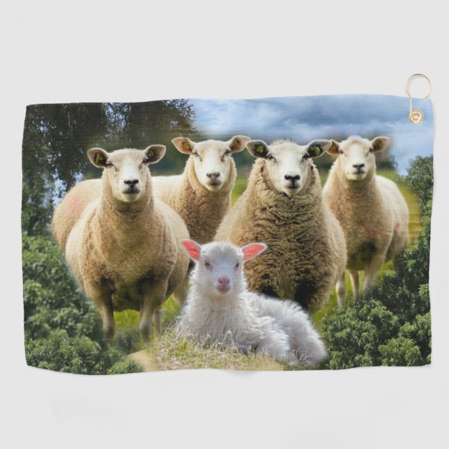 Baby Lamb Sheep Herd Flock Golf Towel (Horizontal)