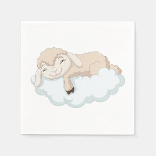 Baby Lamb Sleeping on a Cloud Napkin