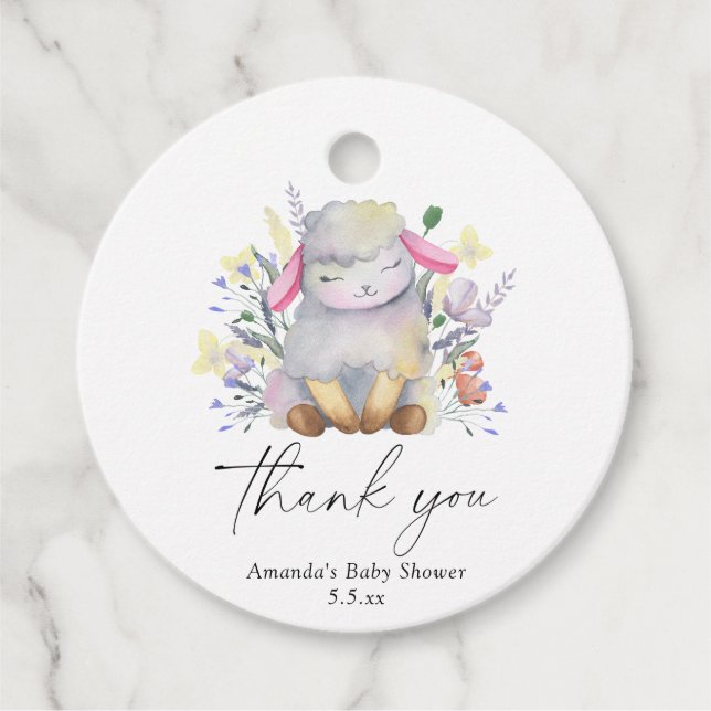 Baby Lamb - Thank you Favour Tags (Front)