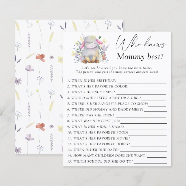 Baby Lamb - Who knows mummy best game (Front/Back)