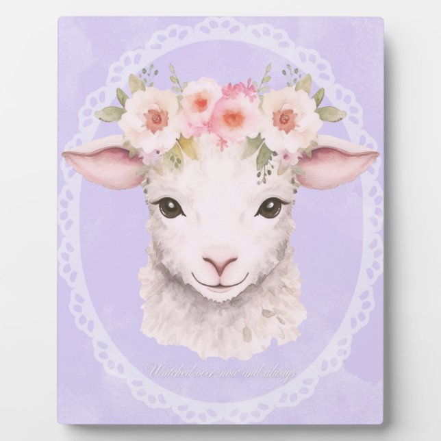 Baby Lamb with Flower Crown Artwork  Plaque (Front)