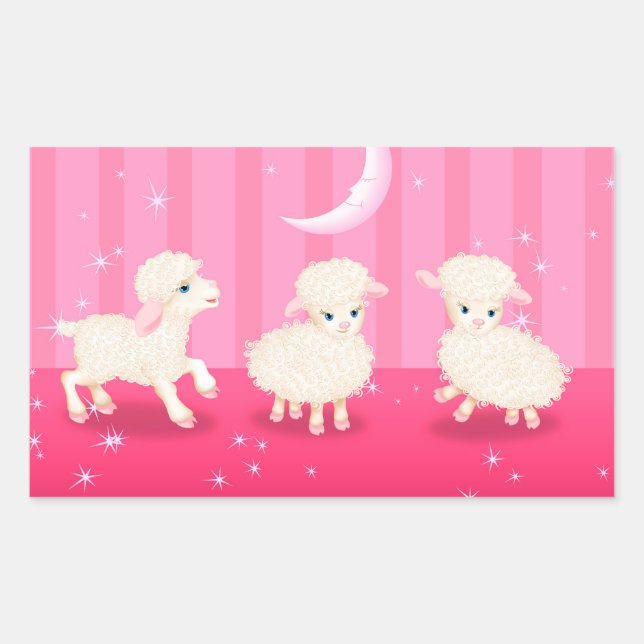 Baby Lambs Rectangular Sticker (Front)