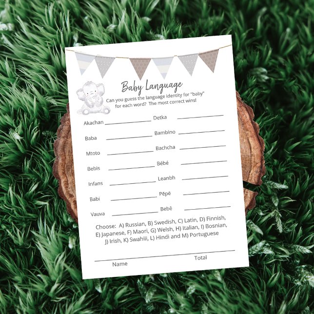 Baby Language Game Modern Baby Elephant Card (Creator Uploaded)