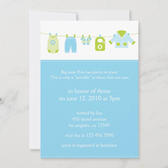 Baby Laundry 2nd Shower Invitation Card (Front)