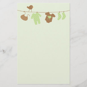 Baby Laundry (green) Stationery