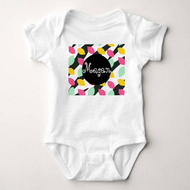 Baby Lemon Mix Stripes Summer Bodysuit (Front)