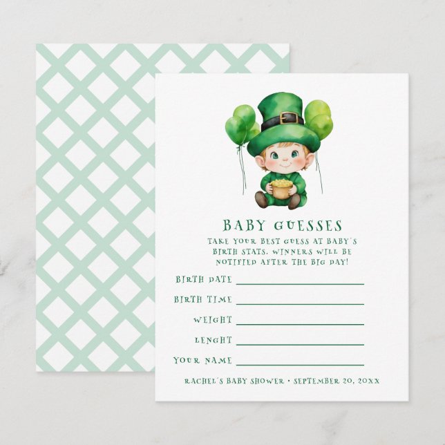 Baby Leprechaun baby shower guessing game Invitation (Front/Back)