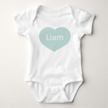 Baby Liam White blue-green Heart Baby Bodysuit