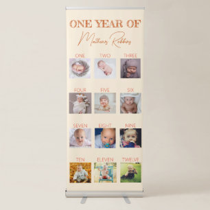 Baby Life One Year Milestone Orange Retractable Banner