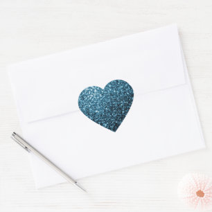 Baby light blue faux glitter sparkles heart sticker