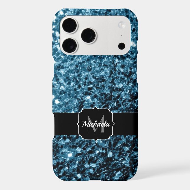 Baby light blue faux glitter sparkles Monogram (Back)