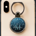 Baby light blue faux glitter sparkles Monogram Phone Ring Stand<br><div class="desc">Personalise faux sparkly glam bling trendy girly phone ring with your initial and name. 
Beautiful Baby blue glitter sparkles. Beautiful girly glamourous light blue shiny glitters sparkles with black ombre. We use photo of baby blue sparkles glitter!</div>