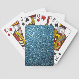 Baby light blue faux glitter sparkles playing cards