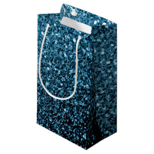 Baby light blue faux glitter sparkles small gift bag