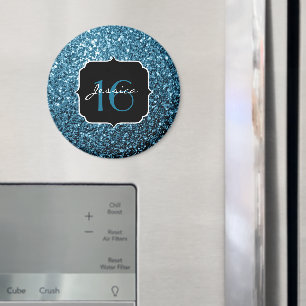 Baby light blue faux glitter sparkles Sweet 16 Magnet