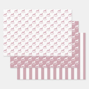 Baby Lilac Rocking Horse Wrapping Paper Sheet