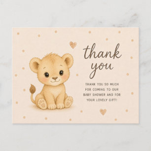 Baby Lion Cub Baby Shower Thank You Postcard