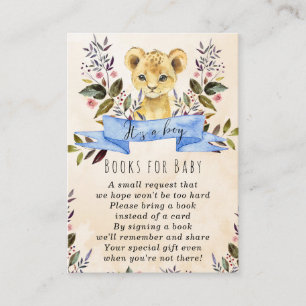 baby lion cub blue books for baby request card