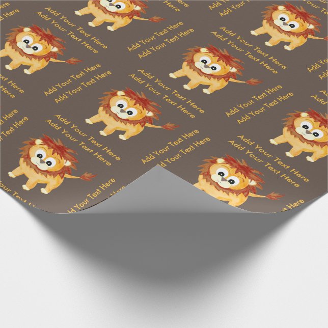 Baby Lion Cub Cute Children's Birthday Custom Wrapping Paper (Corner)