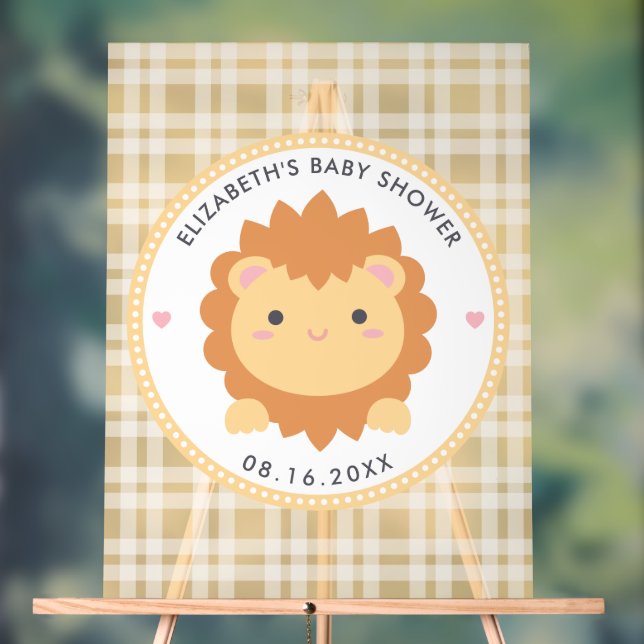 Baby Lion Cub Gender Neutral Baby Shower Welcome Acrylic Sign (Neutral)