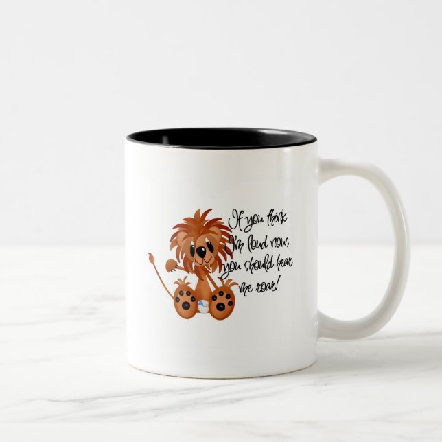 Baby Lion Hear Me Roar Tshirts and gifts Two-Tone Coffee Mug (Right)