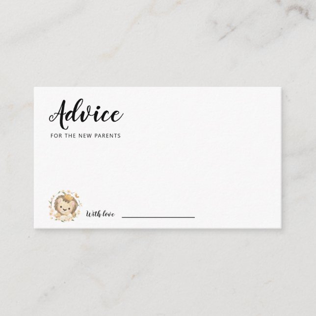 Baby Lion king Baby Boy Shower  Advice Card (Front)