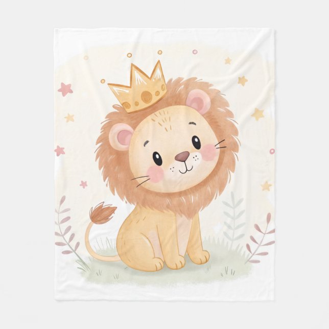 Baby Lion Nursery –Cute Animal Print for kids room Fleece Blanket (Front)