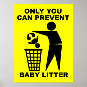 Baby Litter Funny Print Poster Sign Humour